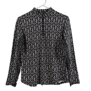 ICIKULS Womens Medium Mosaic Print Long Sleeve Vented Quarter Zip Golf Shirt